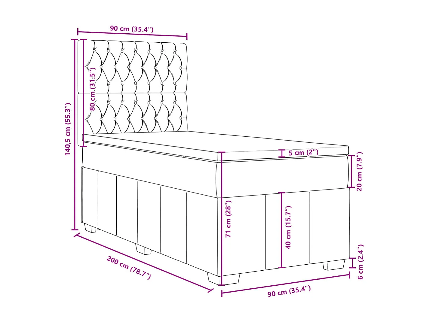 Giroletto a Molle con Materasso Blu 90x200 cm inTessuto