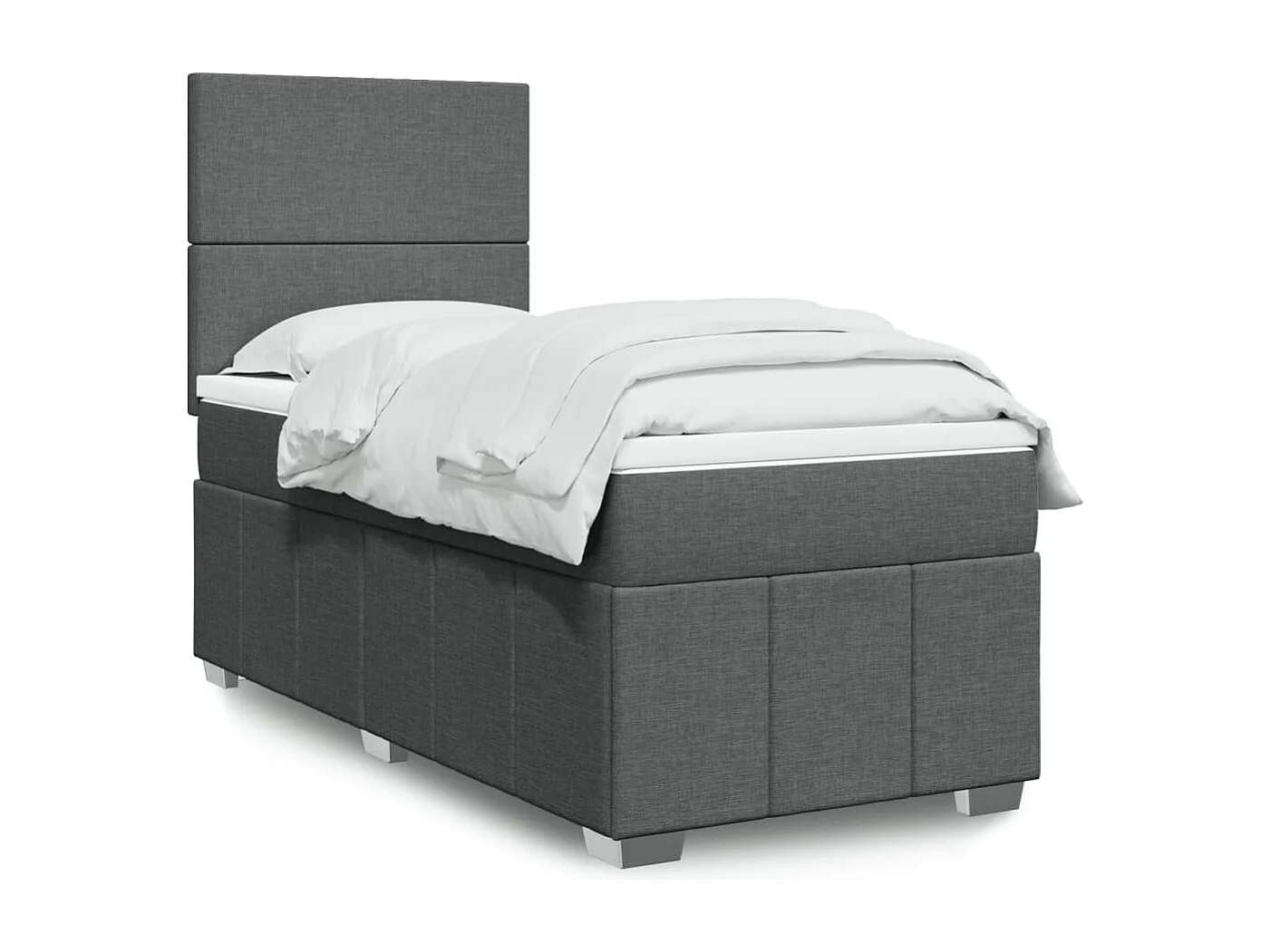 Cama com molas/colchão 100x200 cm tecido cinza-escuro