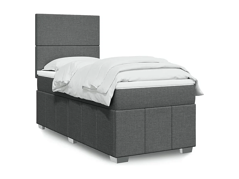 Cama com molas/colchão 100x200 cm tecido cinza-escuro