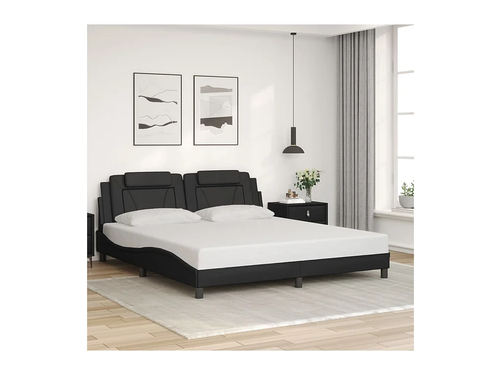 Cadre de lit sans matelas noir 180x200 cm similicuir