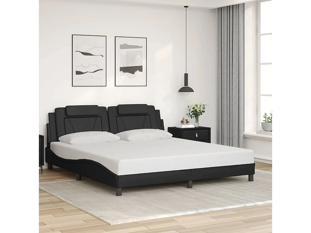Bettgestell "Viana" ohne Matratze Schwarz 180x200 cm Kunstleder