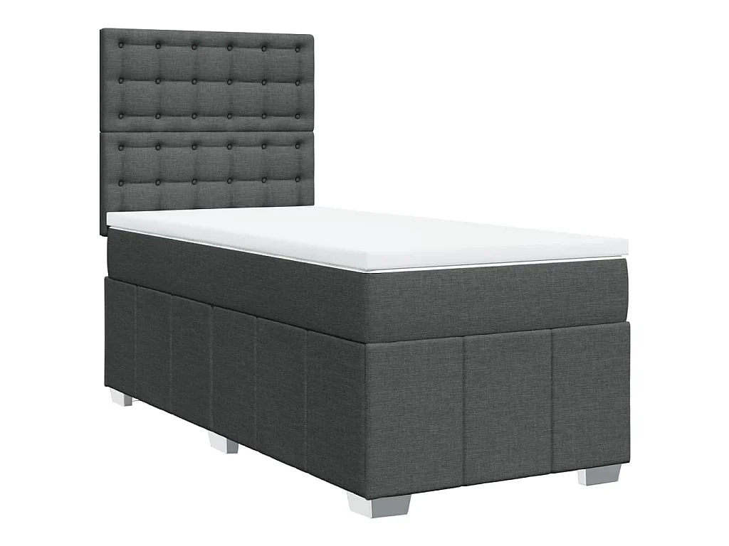 Sommier à lattes de lit et matelas Gris foncé 90x190 cm Tissu