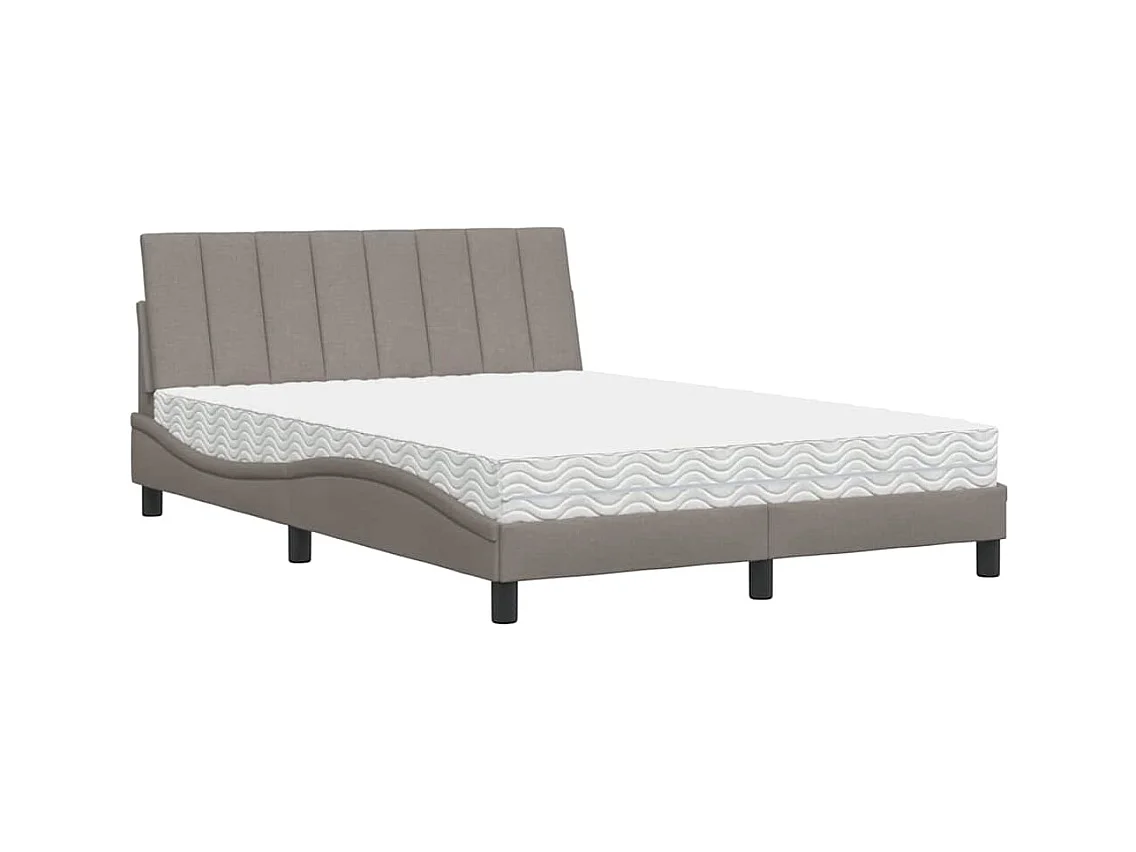 Lit avec matelas Hanko taupe 140x200 cm tissu