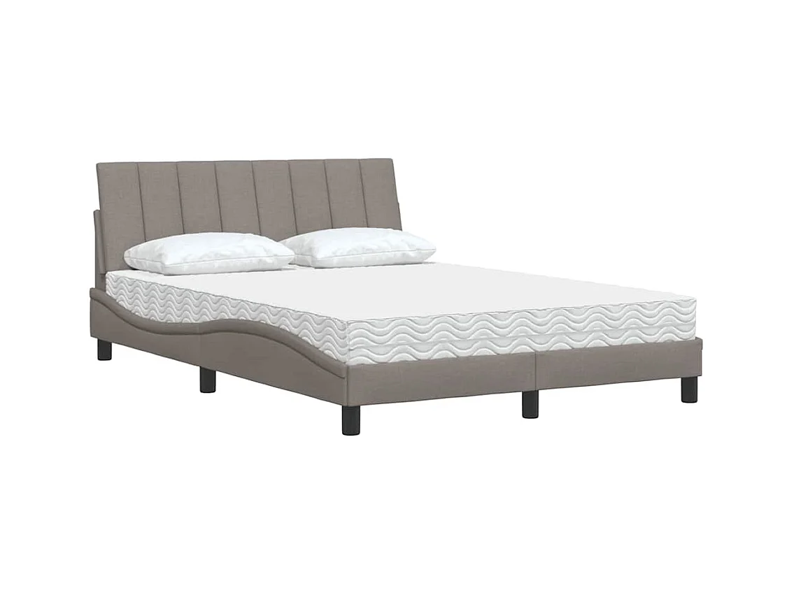 Lit avec matelas Hanko taupe 140x200 cm tissu
