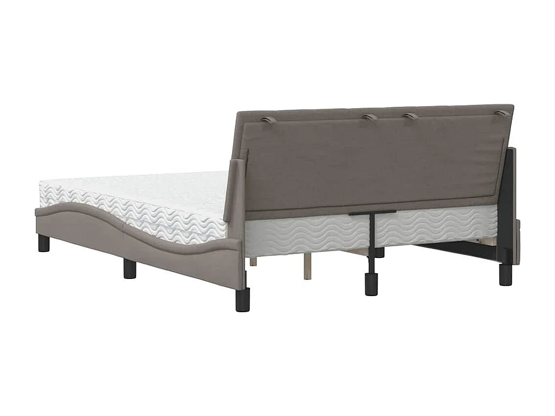 Lit avec matelas Hanko taupe 140x200 cm tissu