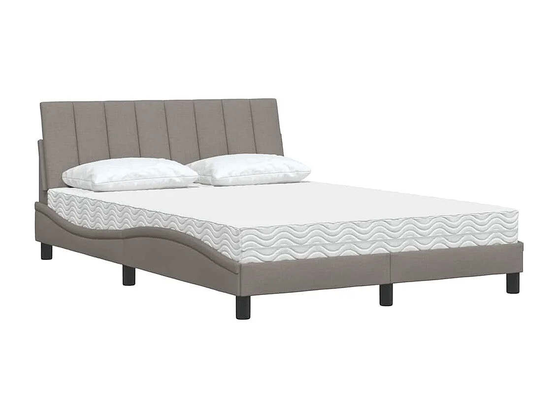 Letto con Materasso Hanko Tortora 140x200 cm in Tessuto