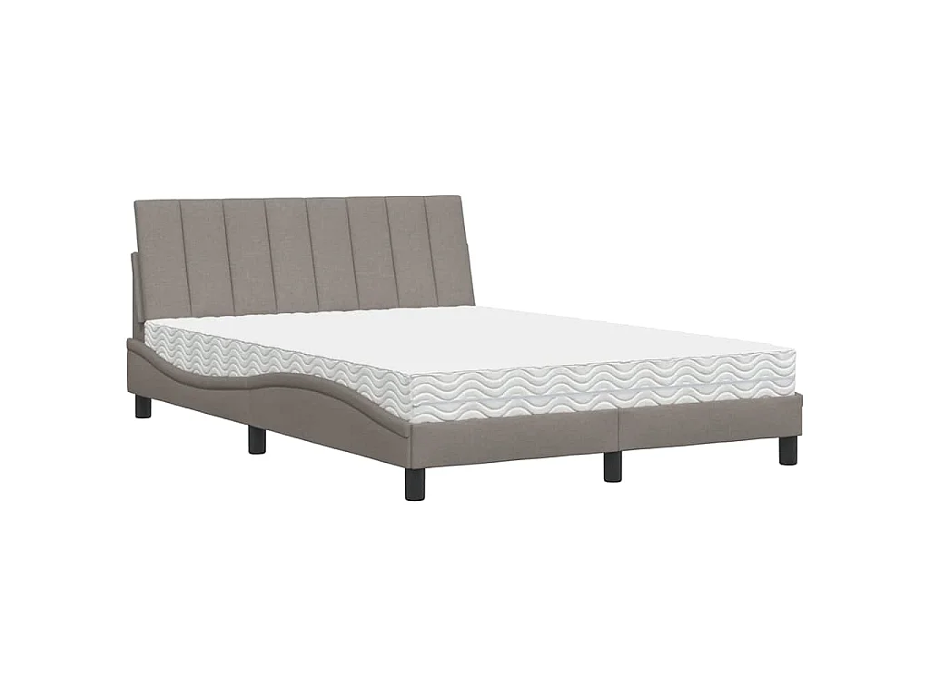 Bett mit Matratze "Hanko" Taupe 140x200 cm Stoff