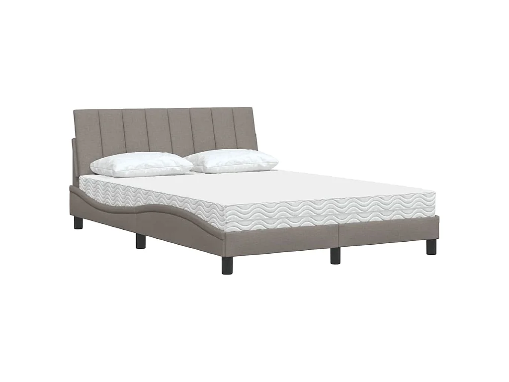 Bett mit Matratze "Hanko" Taupe 140x200 cm Stoff
