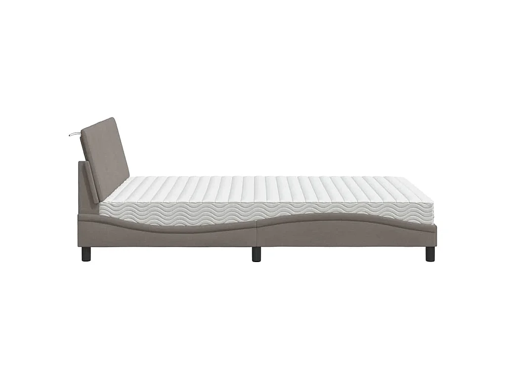 Bett mit Matratze "Hanko" Taupe 140x200 cm Stoff