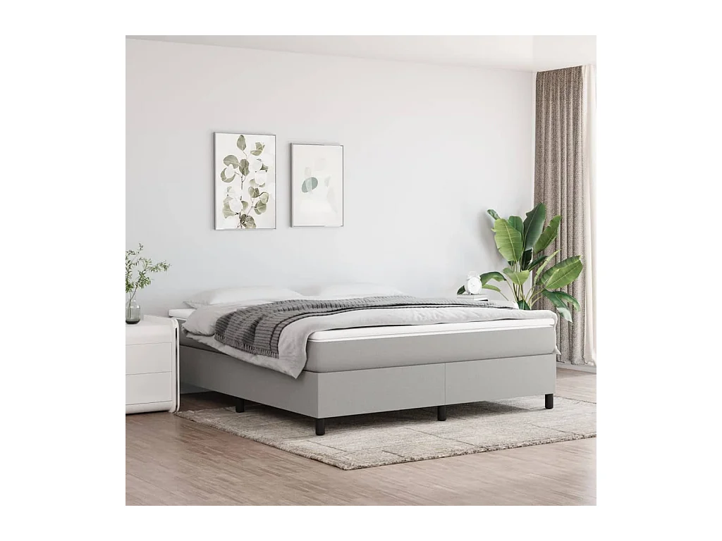 Cadre de lit sans matelas gris clair 160x200 cm tissu