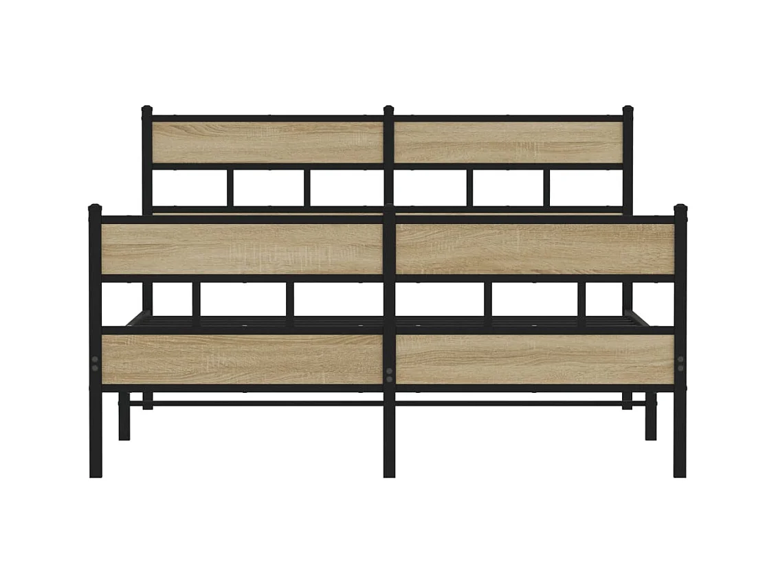 Cadre de lit en métal sans matelas chêne sonoma 140x200 cm