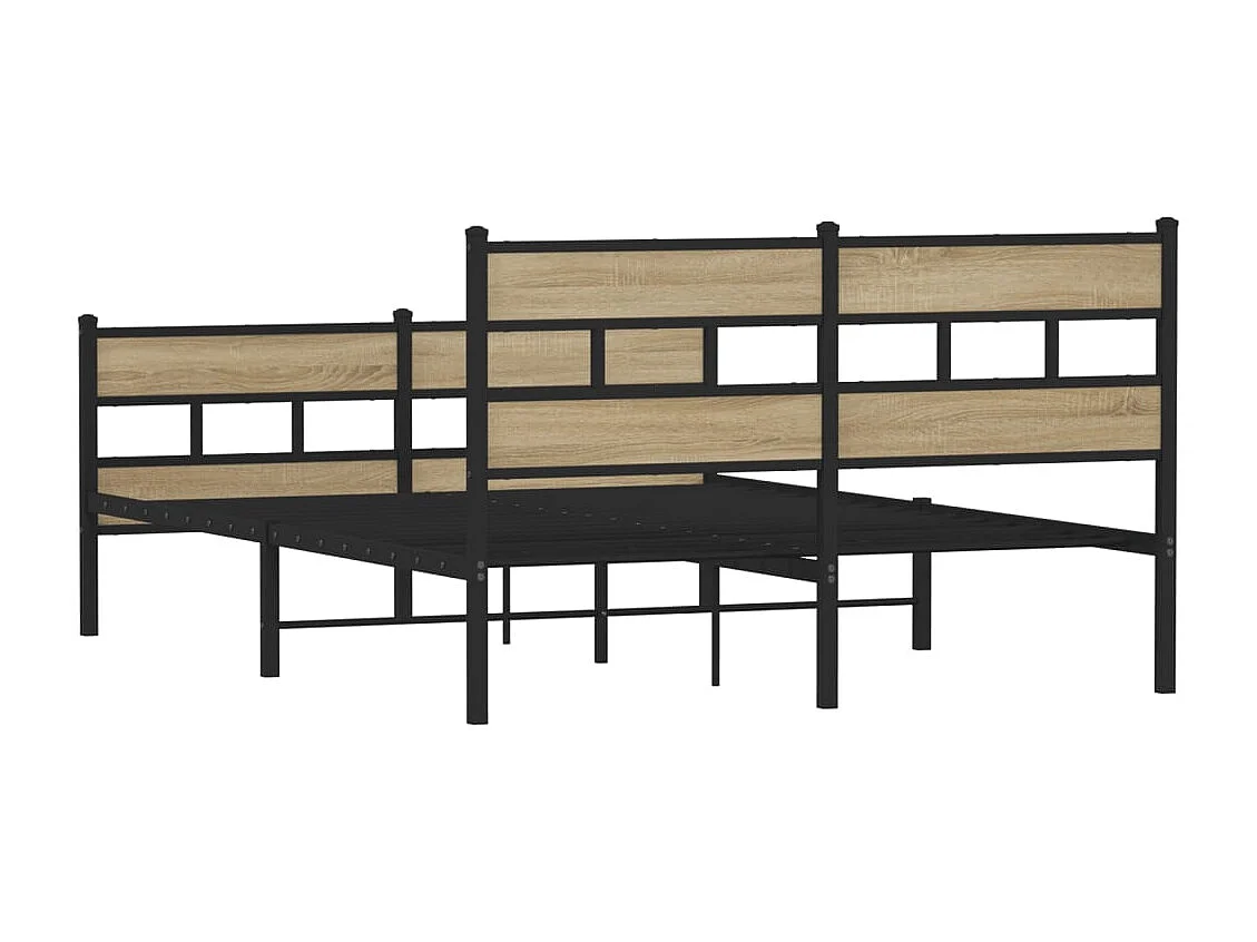 Cadre de lit en métal sans matelas chêne sonoma 140x200 cm