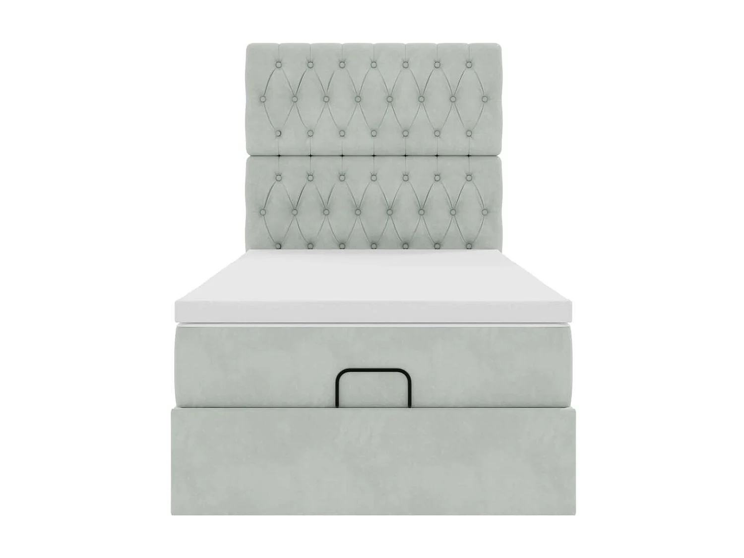 Cadre de lit ottoman et matelas gris clair 90x200 cm velours