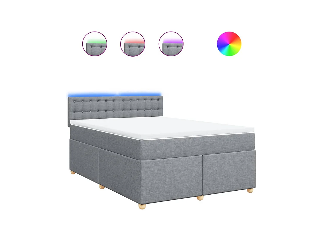 Giroletto a Molle con Materasso Grigio Chiaro 160x200cm Tessuto