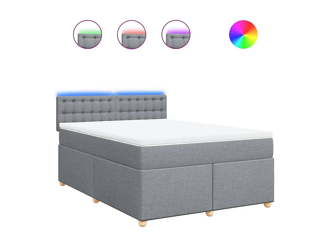 Boxspringbett mit Matratze Hellgrau 160x200 cm Stoff