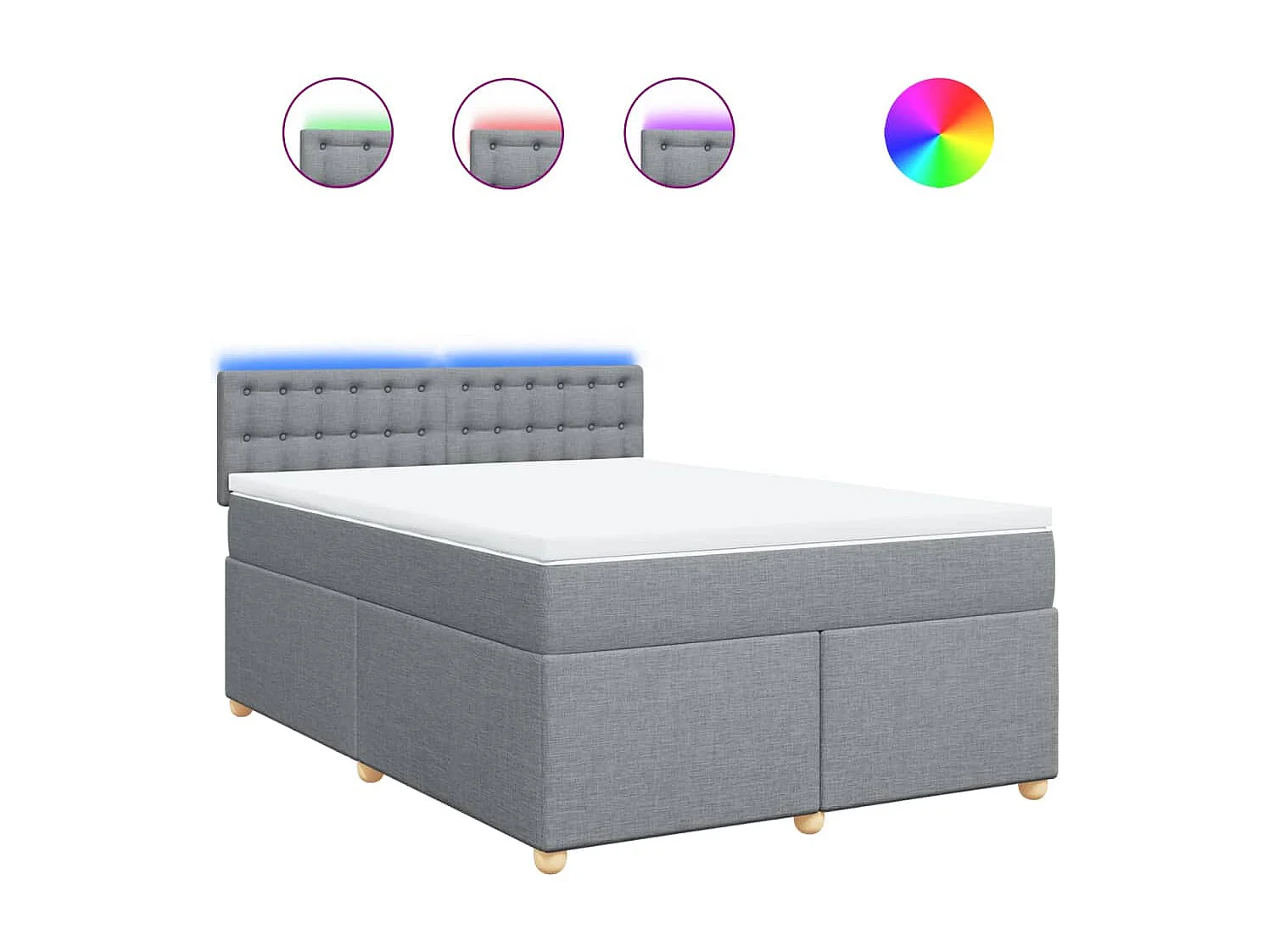 Boxspringbett mit Matratze Hellgrau 160x200 cm Stoff