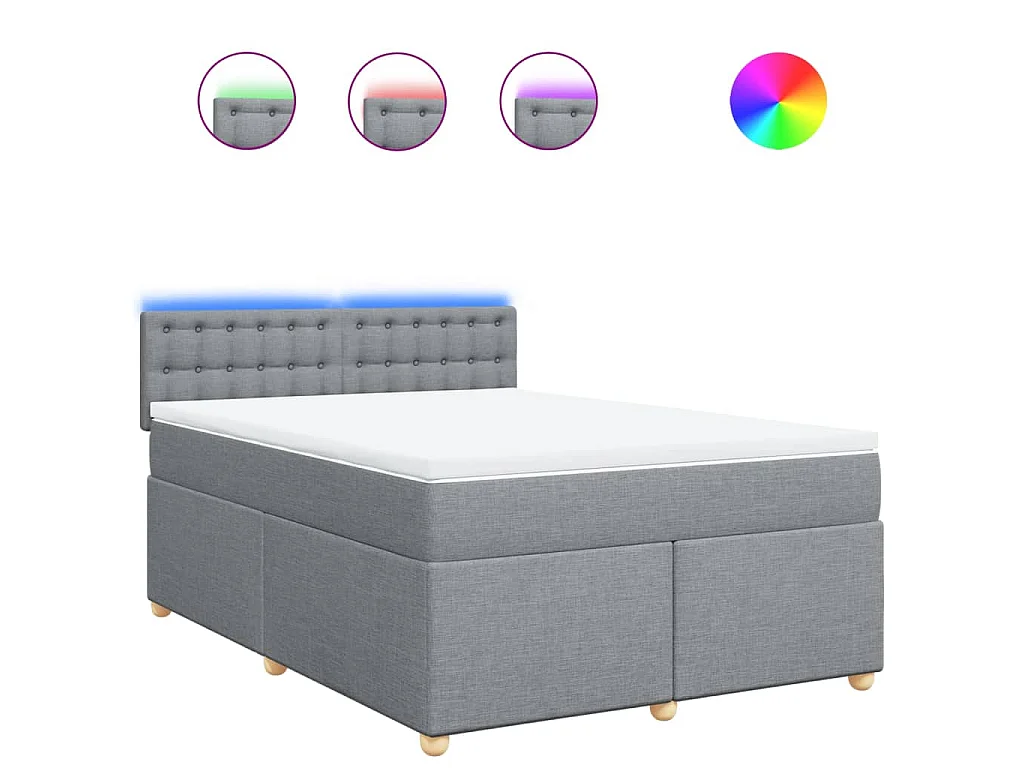 Boxspring met matras stof lichtgrijs 160x200 cm