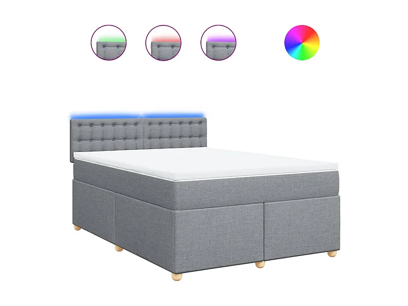 Boxspringbett mit Matratze Hellgrau 160x200 cm Stoff