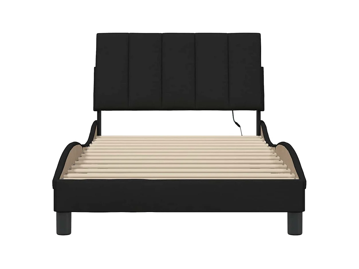 Cadre de lit sans matelas Hanko noir 100x200 cm tissu
