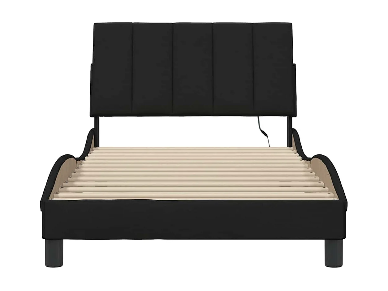 Estructura de cama sin colchón Hanko tela negro 100x200 cm