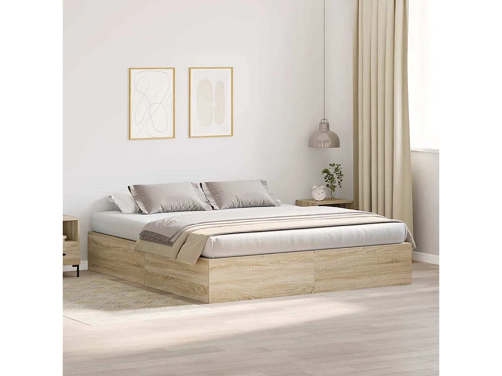 Estrado de cama com arrumação Carvalho Sonoma 180 x 200 cm