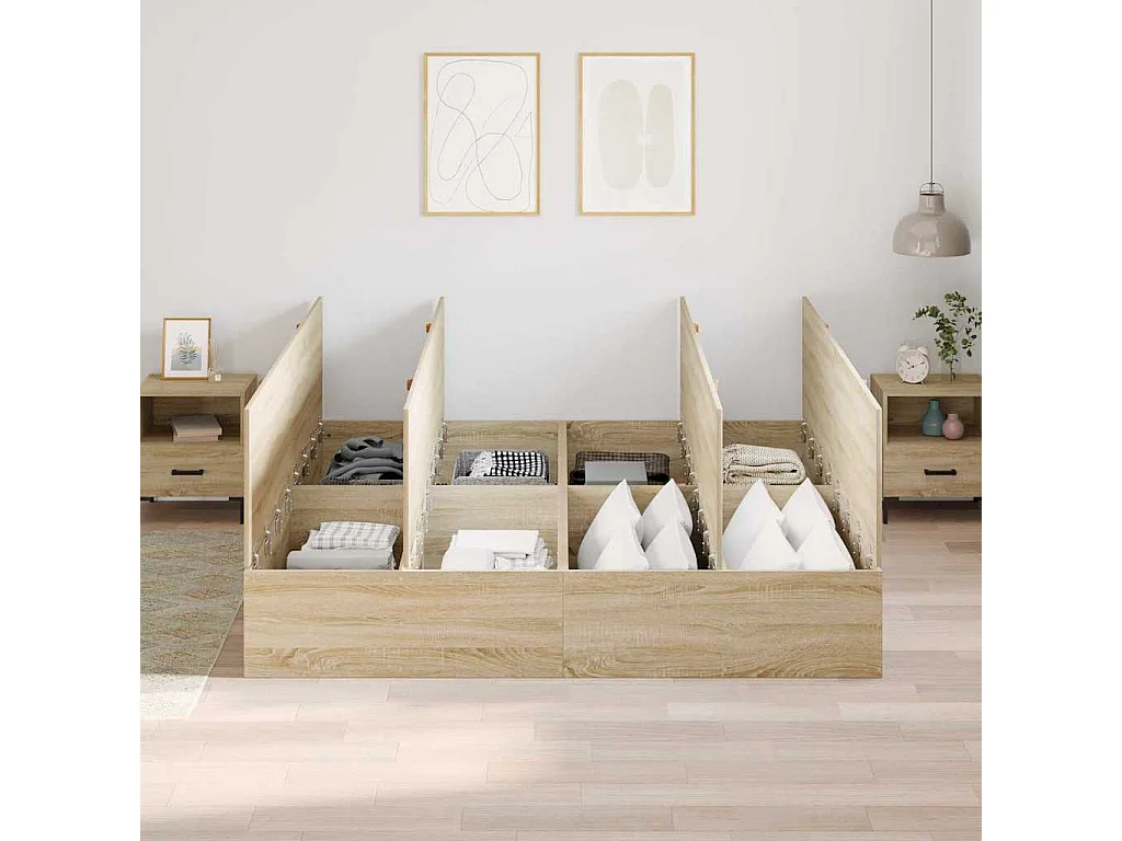 Estrado de cama com arrumação Carvalho Sonoma 180 x 200 cm