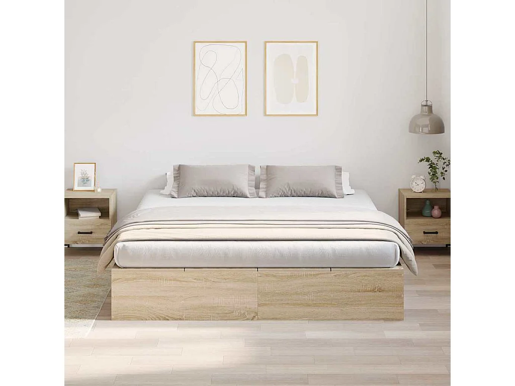 Estrado de cama com arrumação Carvalho Sonoma 180 x 200 cm