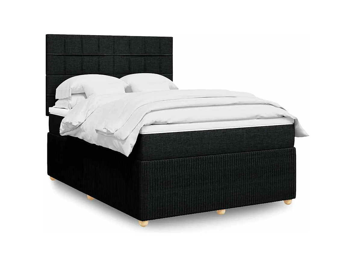 Giroletto a Molle con Materasso Nero 140x190 cm in Tessuto