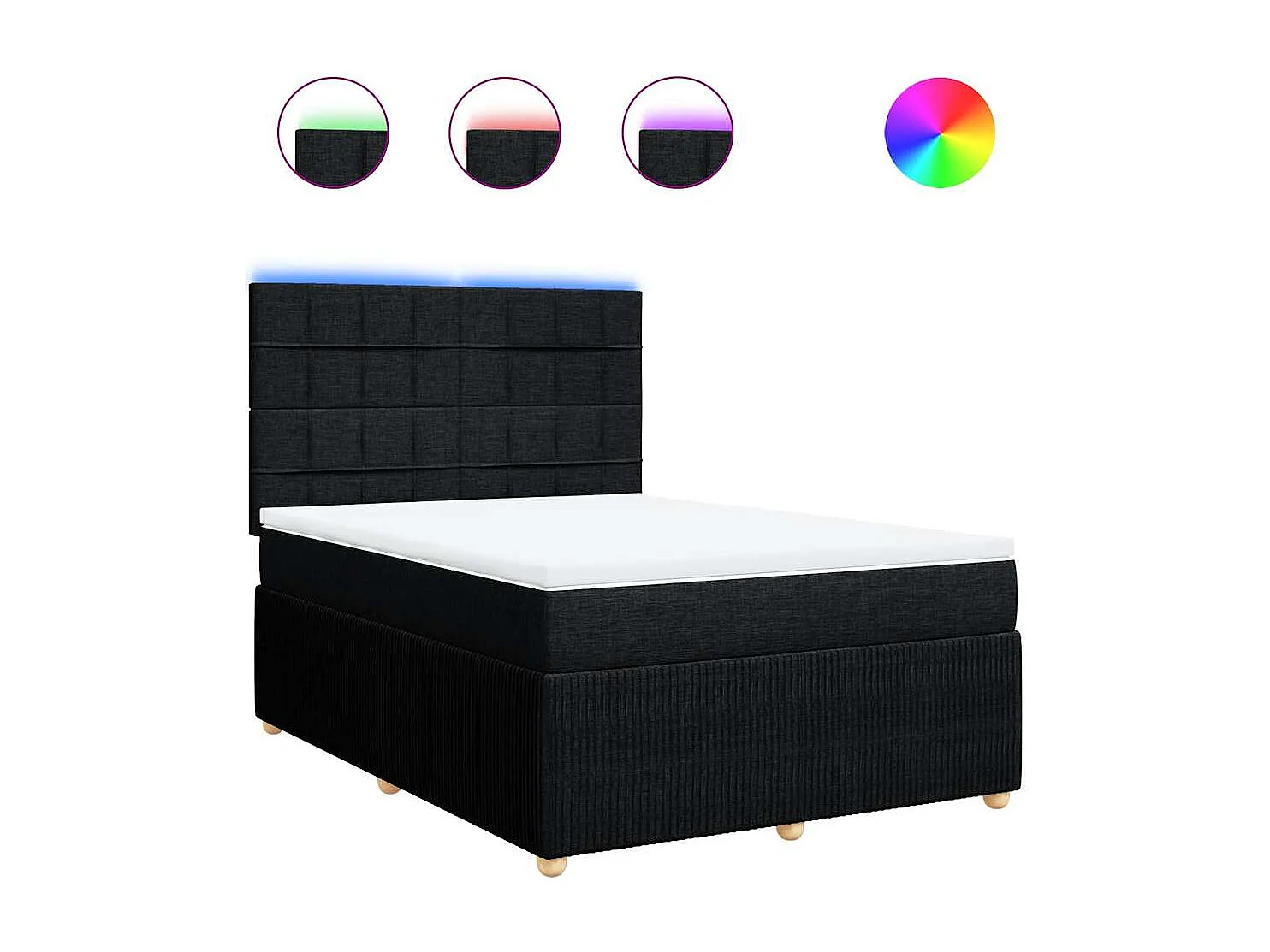 Giroletto a Molle con Materasso Nero 140x190 cm in Tessuto