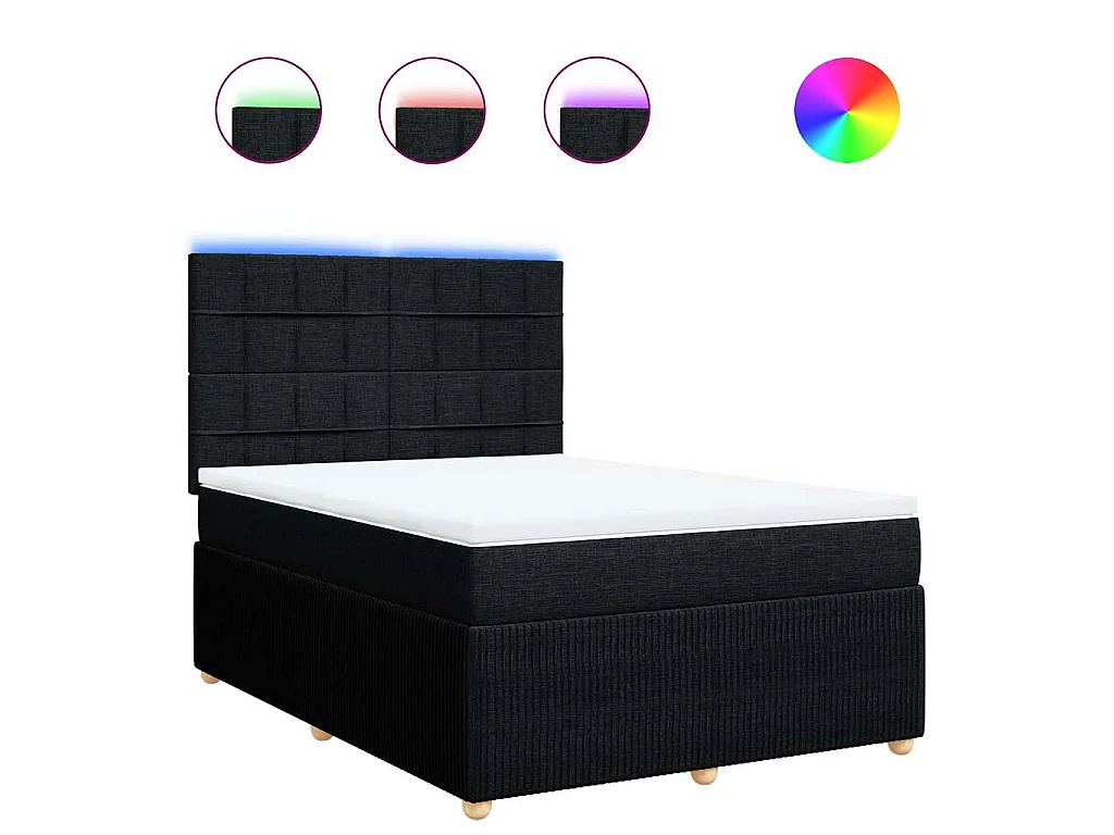 Boxspring met matras stof zwart 140x190 cm