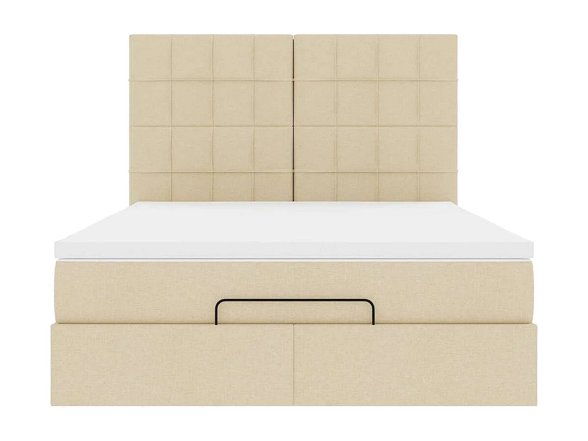 Cadre de lit ottoman avec matelas crème 140x200 cm tissu