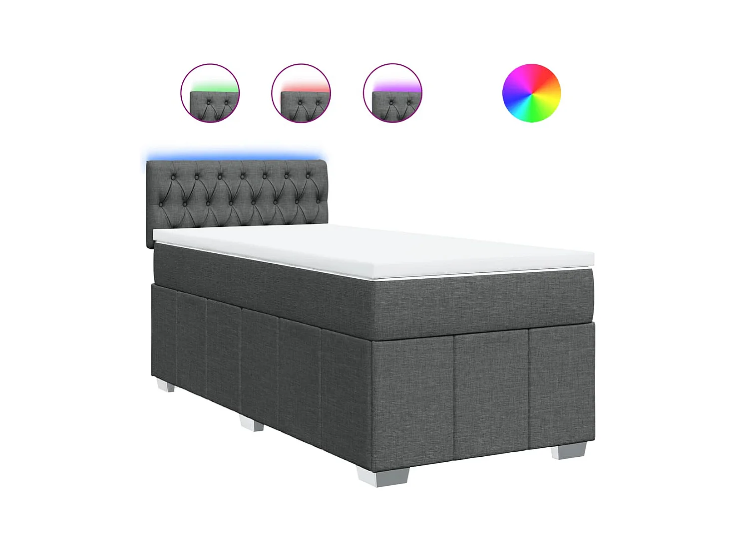 Boxspringbett mit Matratze Dunkelgrau 90x200 cm Stoff