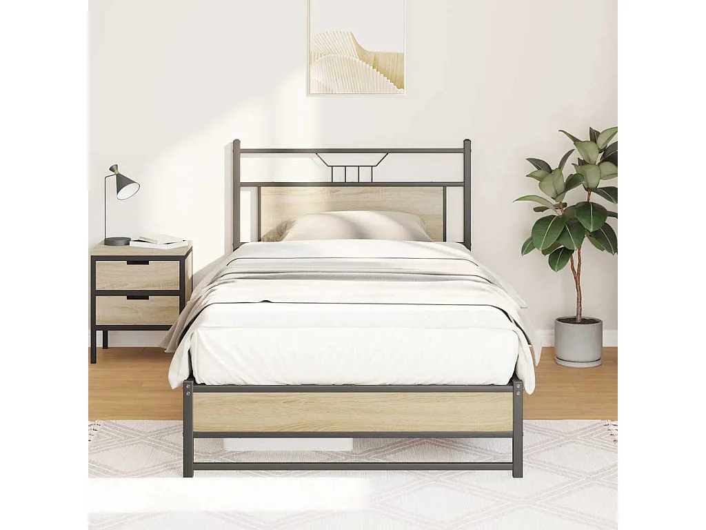 Cadre de lit sans matelas chêne sonoma 100x190 cm