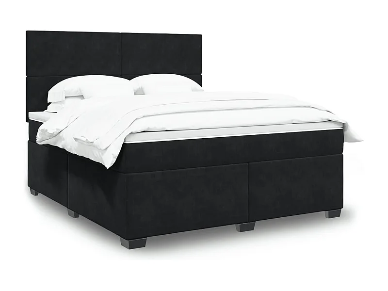 Sommier à lattes de lit avec matelas Noir 180x200 cm Velours