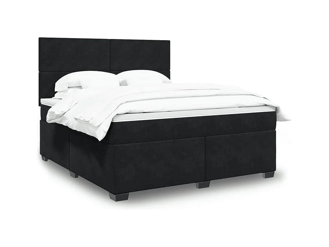 Sommier à lattes de lit avec matelas Noir 180x200 cm Velours