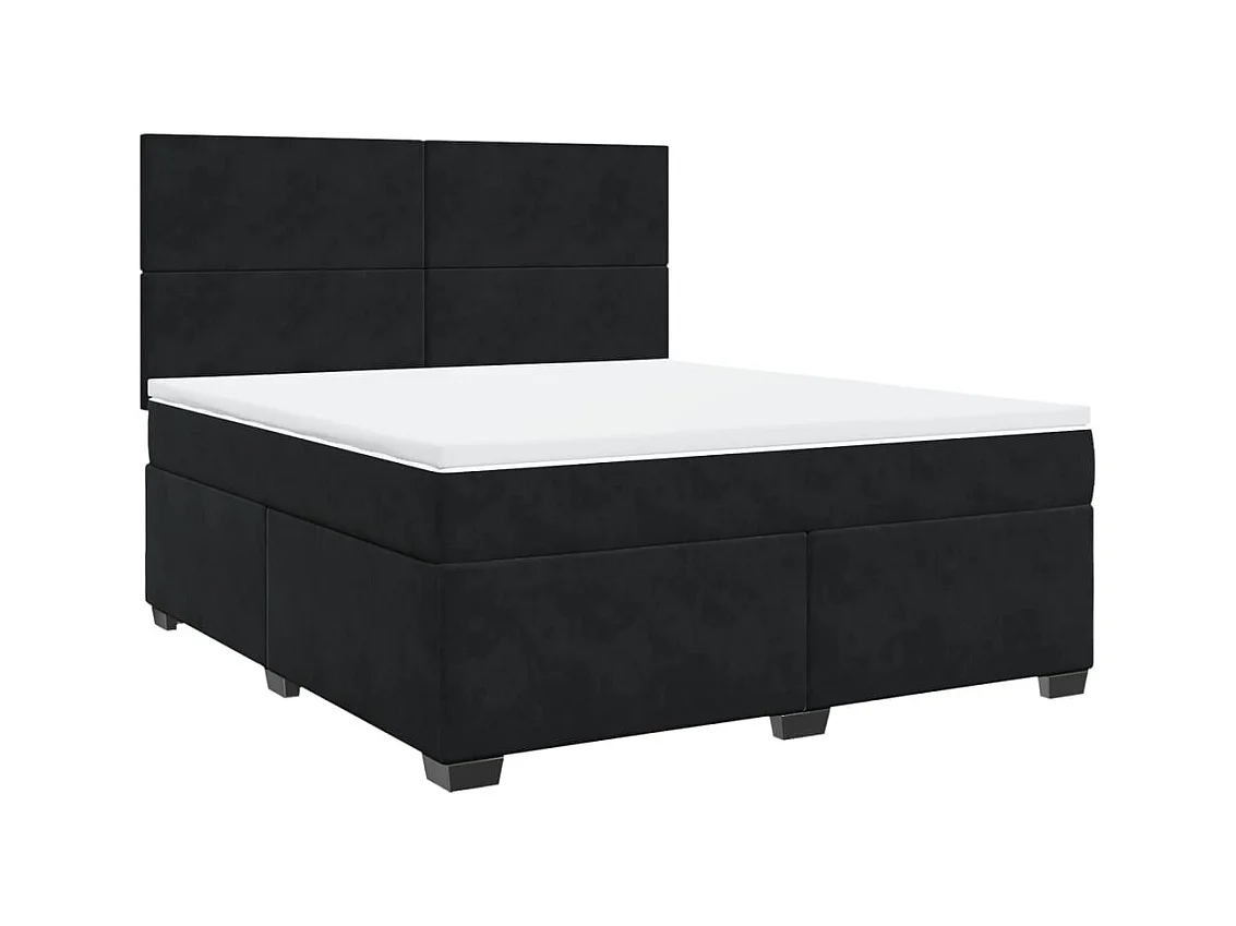 Sommier à lattes de lit avec matelas Noir 180x200 cm Velours