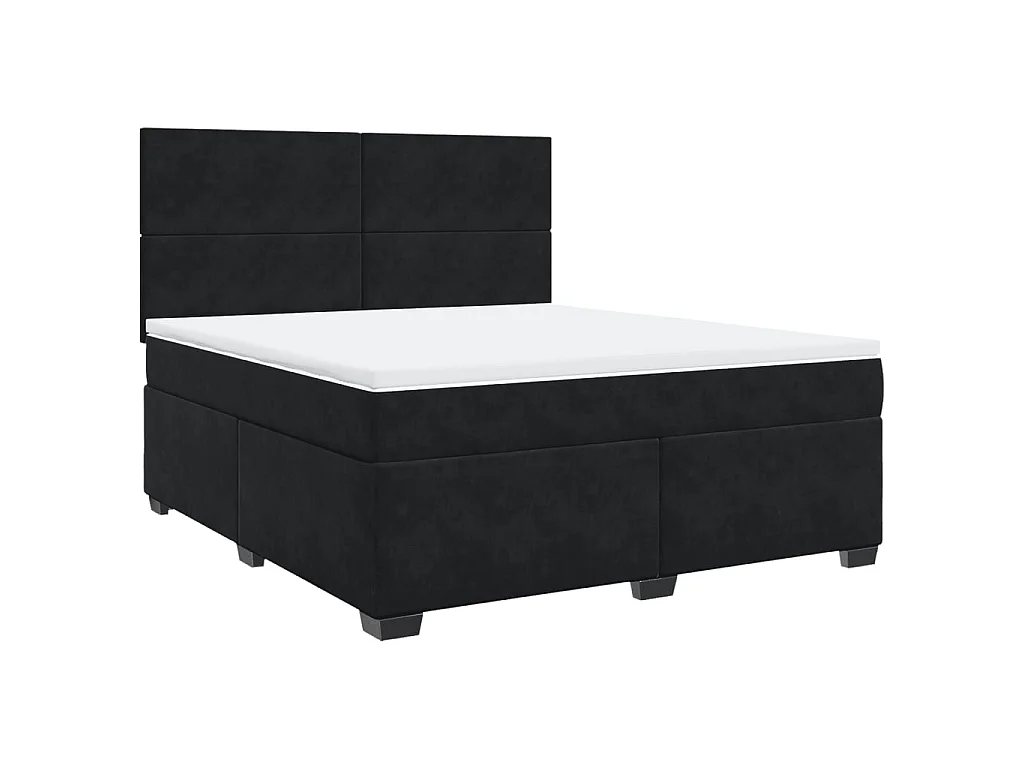 Boxspringbett mit Matratze Schwarz 180x200 cm Samt