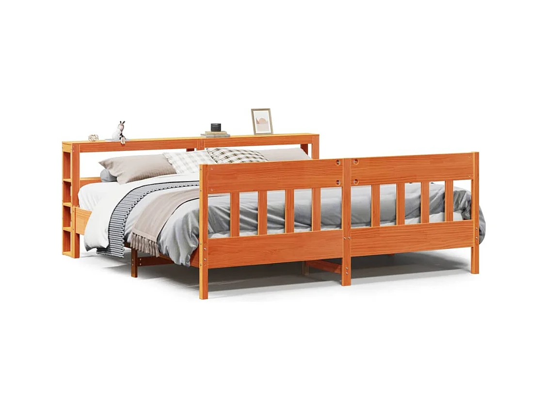 Letto senza Materasso Marrone Cera 180x200 cm in Legno di Pino