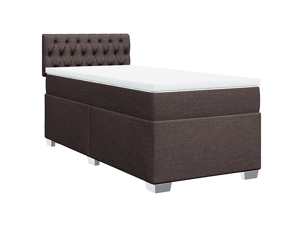 Cama com molas/colchão 90x200 cm tecido castanho-escuro