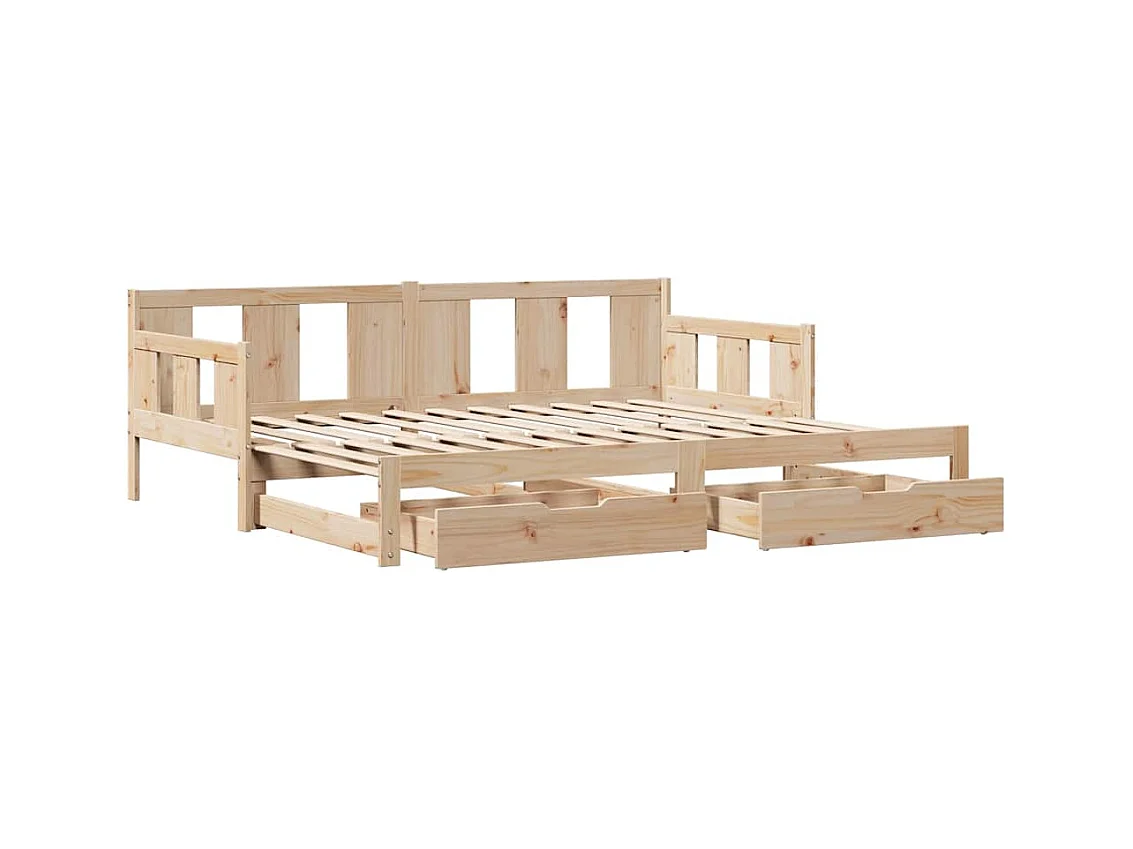 Slaapbank met onderschuifbed en lades zonder matras 90x190 cm