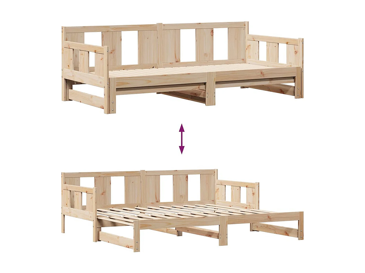 Tagesbett Ausziehbar mit Schubladen ohne Matratze 90x190 cm