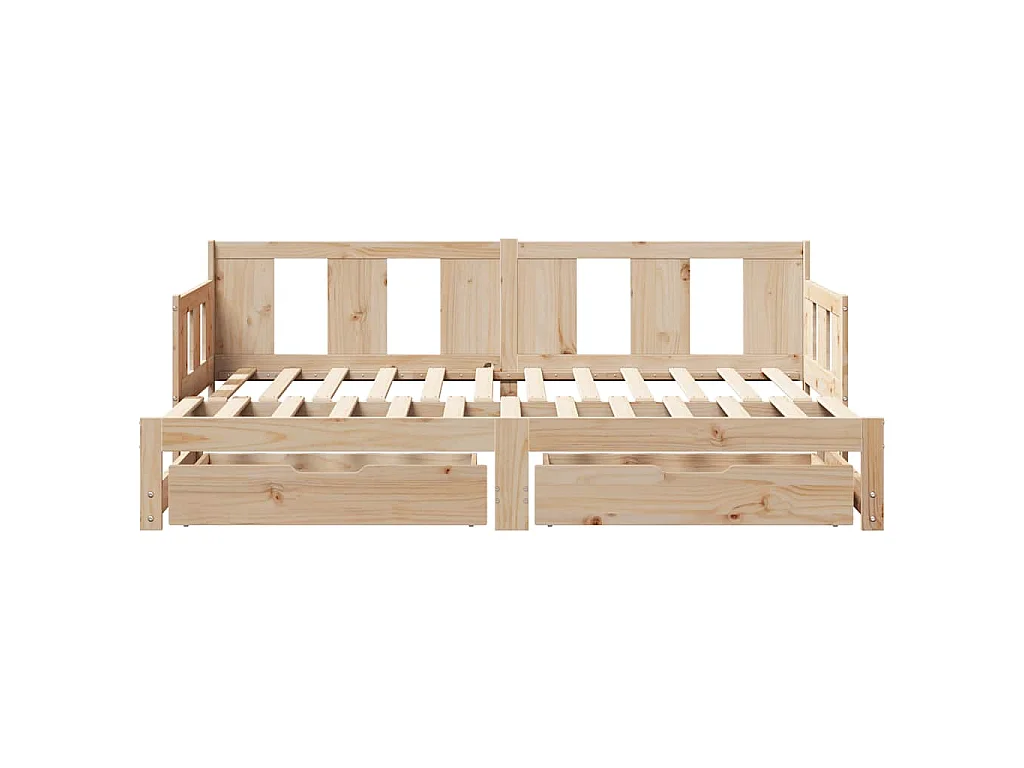 Slaapbank met onderschuifbed en lades zonder matras 90x190 cm