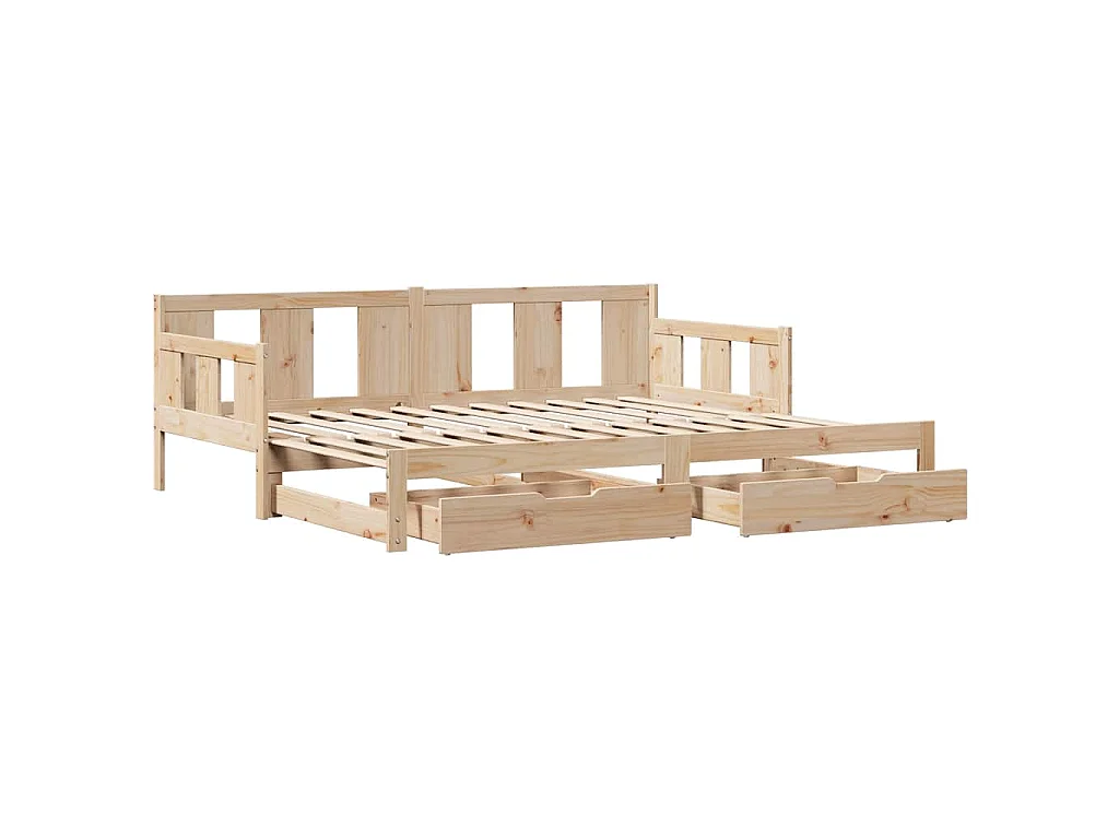 Slaapbank met onderschuifbed en lades zonder matras 90x190 cm