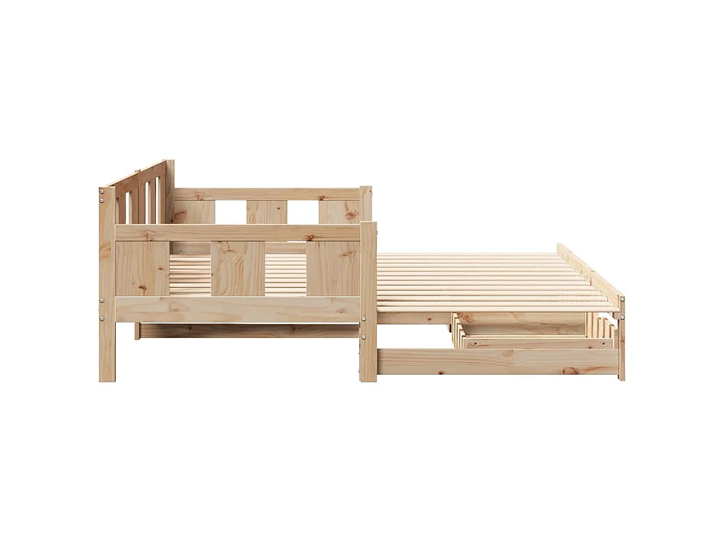 Slaapbank met onderschuifbed en lades zonder matras 90x190 cm
