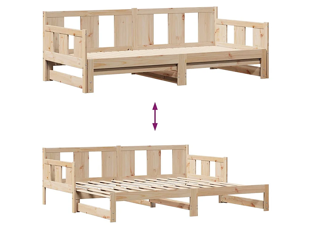 Slaapbank met onderschuifbed en lades zonder matras 90x190 cm
