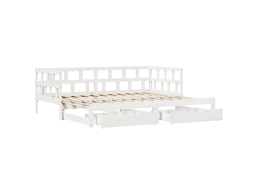 Letto Estraibile con Cassetti senza Materasso Bianco 90x200 cm