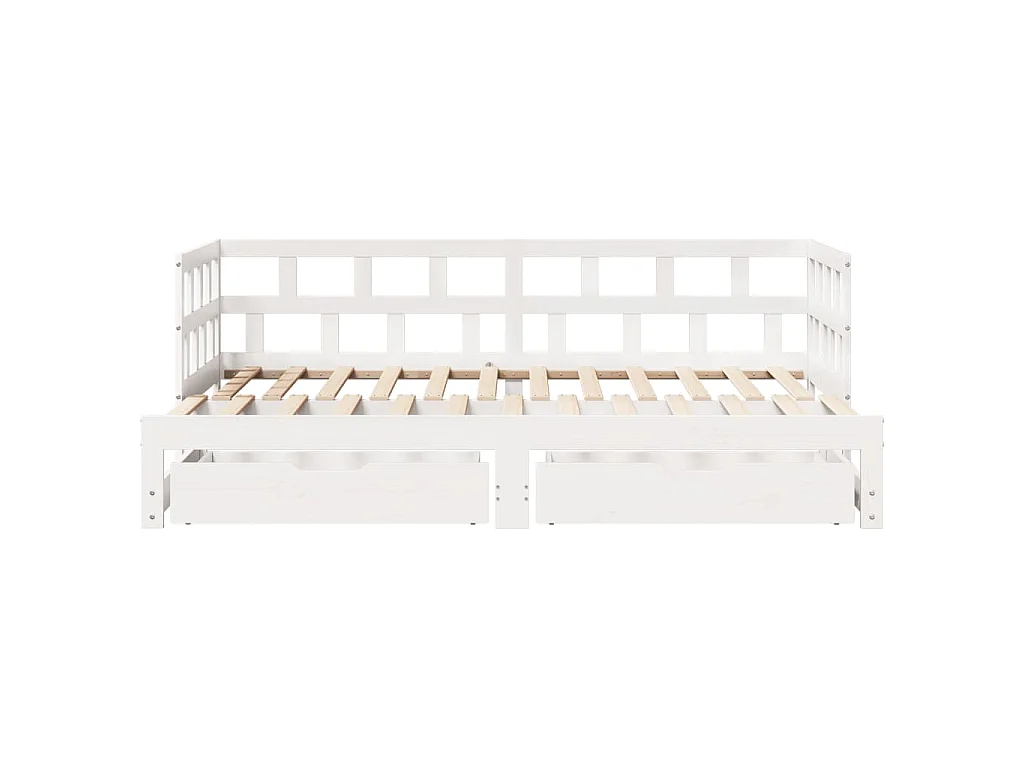 Letto Estraibile con Cassetti senza Materasso Bianco 90x200 cm