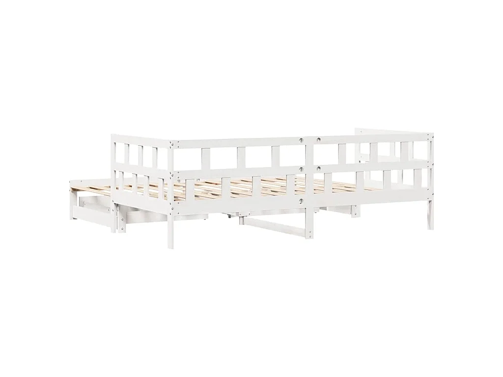 Letto Estraibile con Cassetti senza Materasso Bianco 90x200 cm