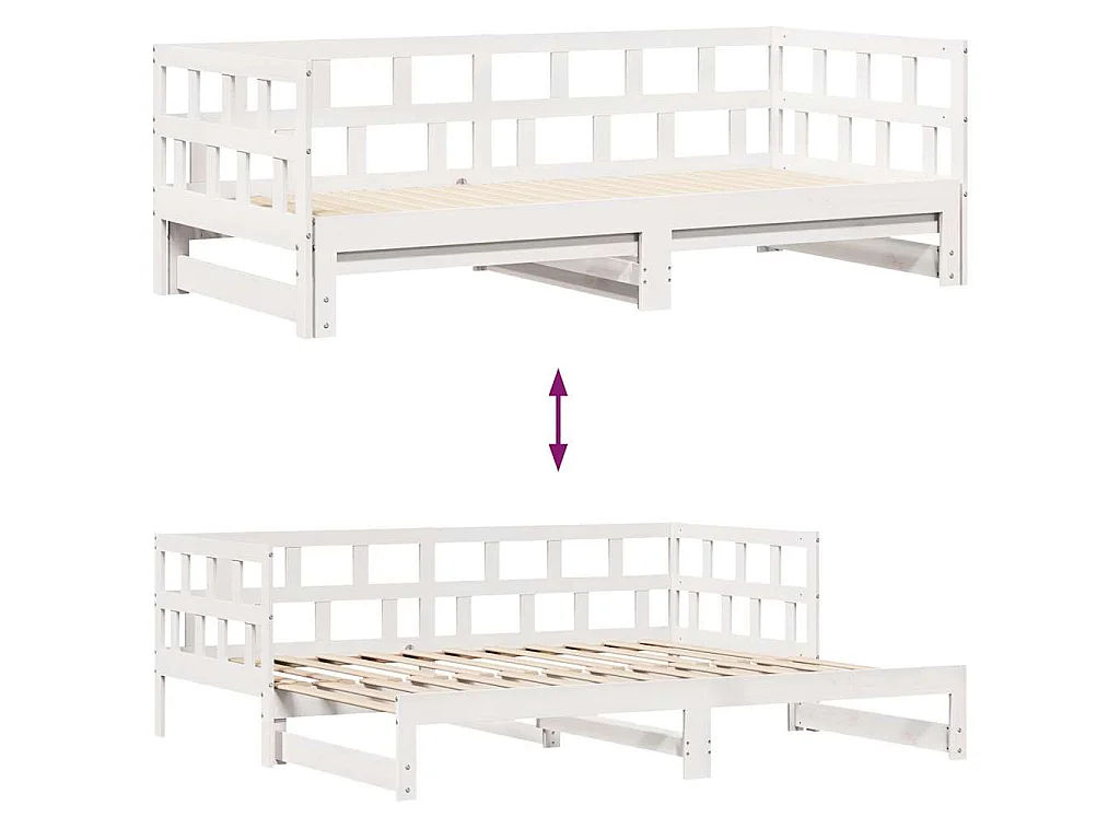 Letto Estraibile con Cassetti senza Materasso Bianco 90x200 cm