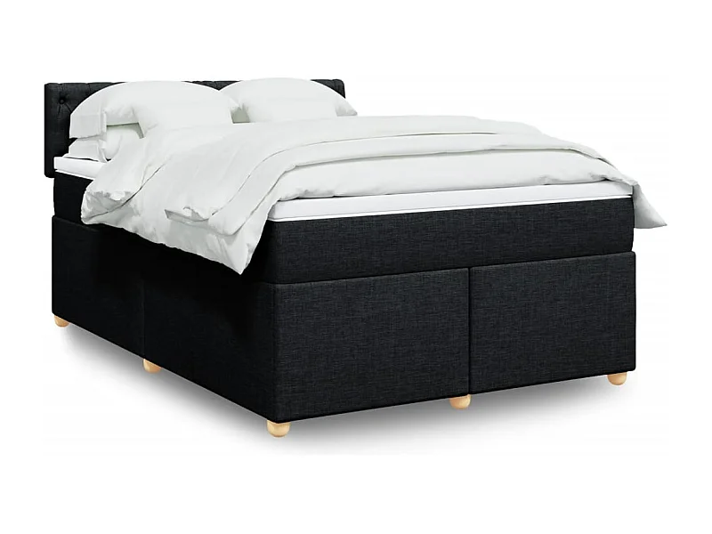Sommier à lattes de lit avec matelas Noir 140x200 cm Tissu